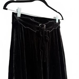 Emo Grunge Cosmic Aura Black Bat Velvet Midi Skirt